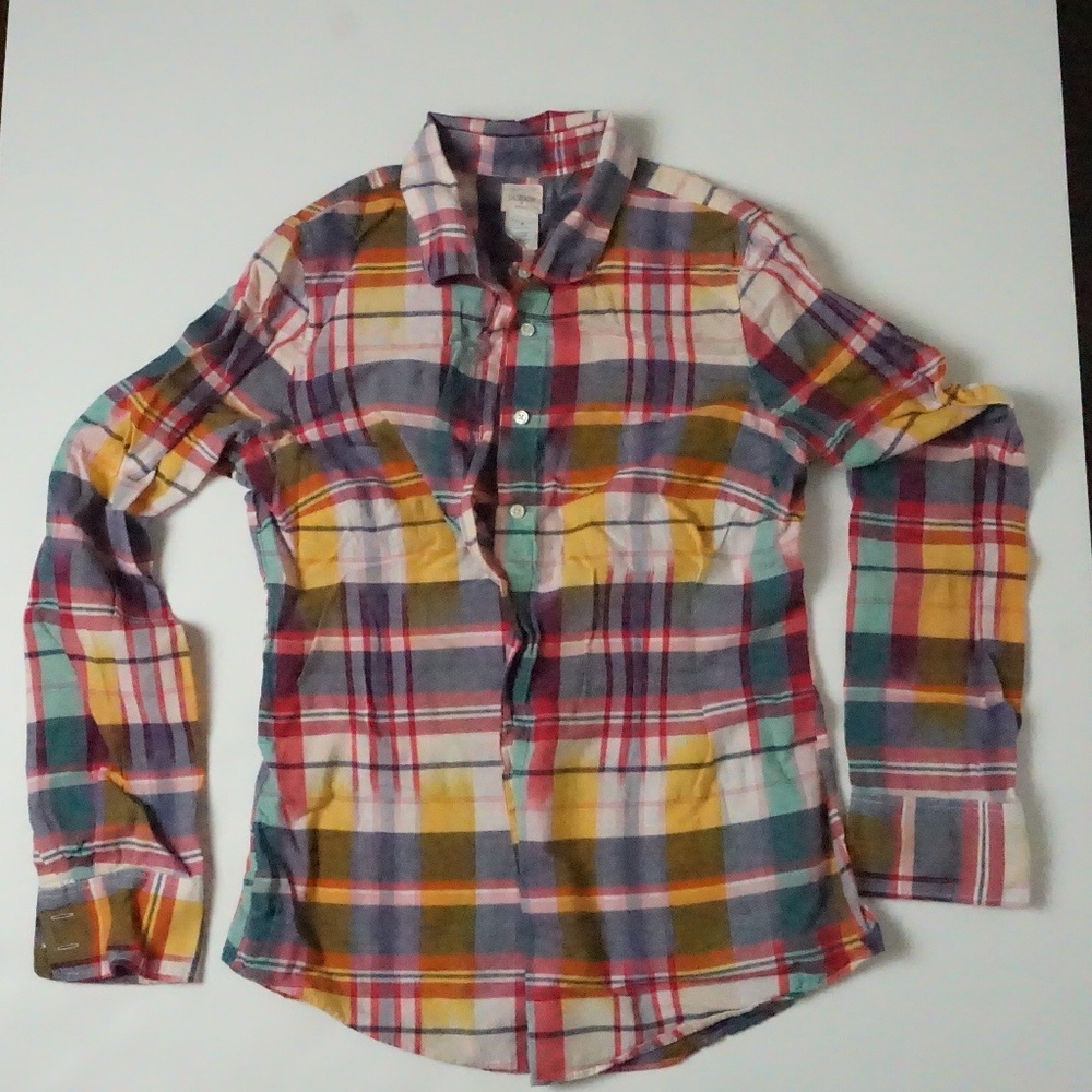 J Crew Plaid Long Sleeve Button Down Shirt M